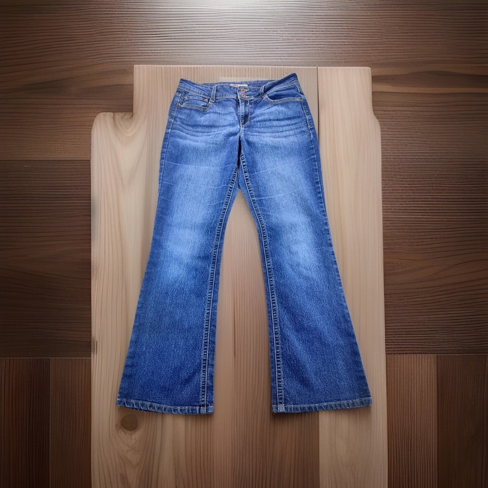 LEI Sophia Fostor Flare Jeans Womens 13 Regular Medium Wash Y2K Bootcut Denim